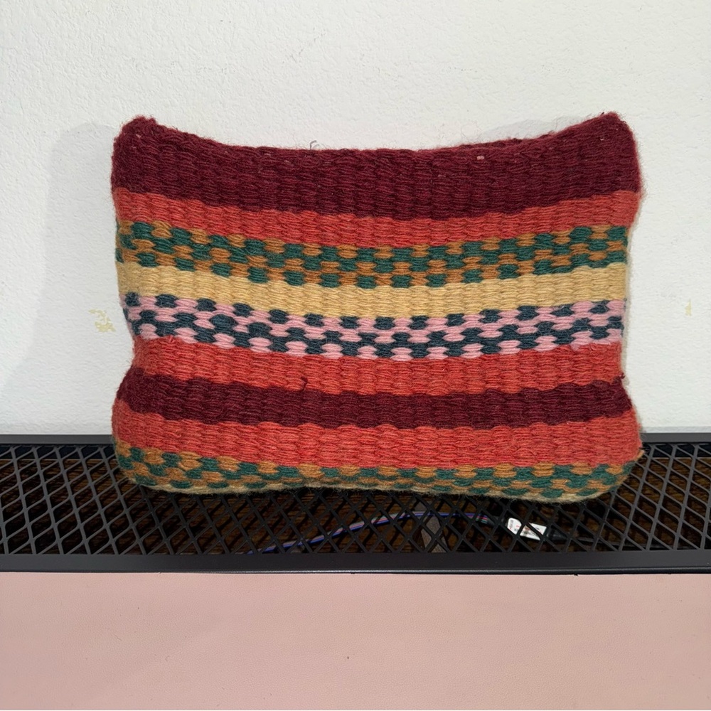 Jasper & Jeera Anthropologie Tassel Striped Zip Clutch Bag Purse Wool Blend